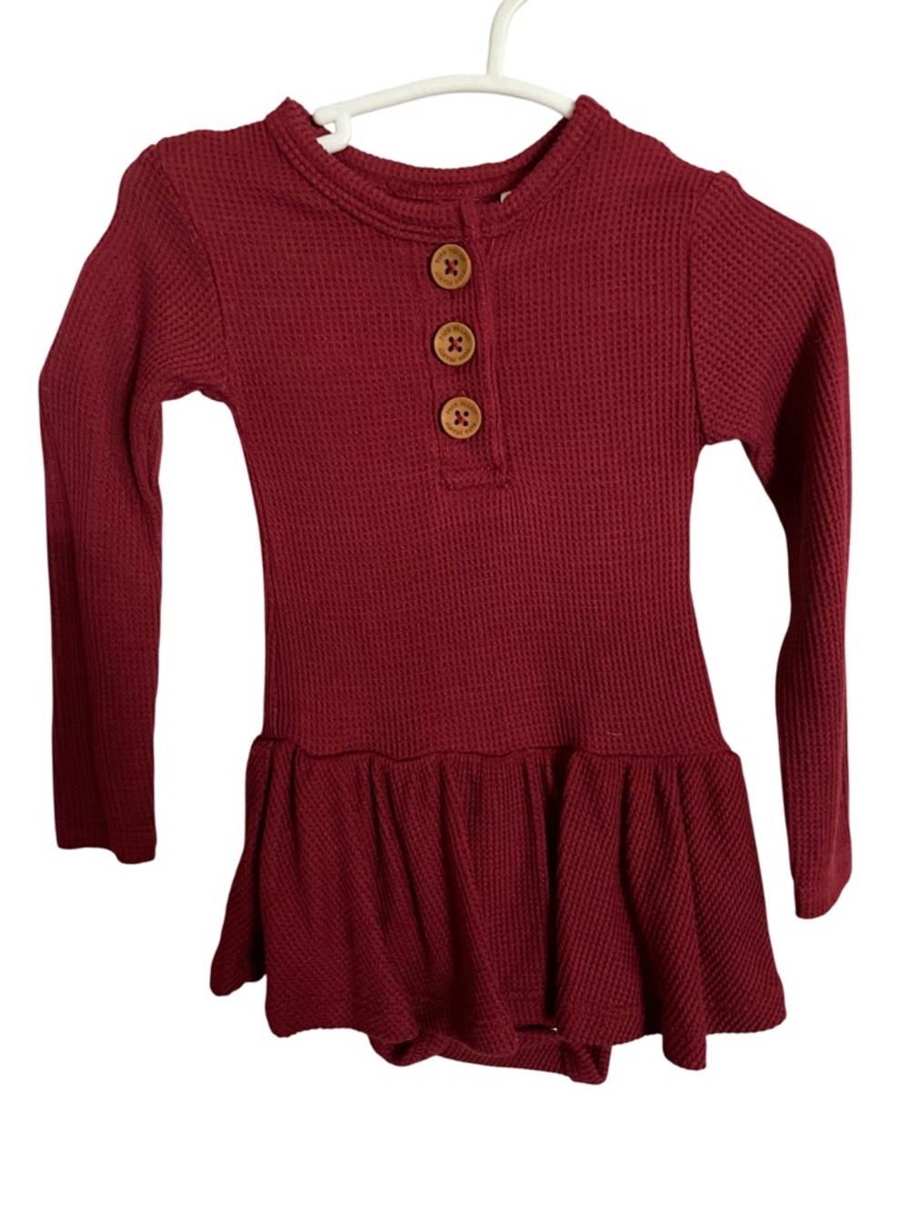 3/6 Months Posh Peanut Maroon Waffle Knit Twirl Skirt Onesie